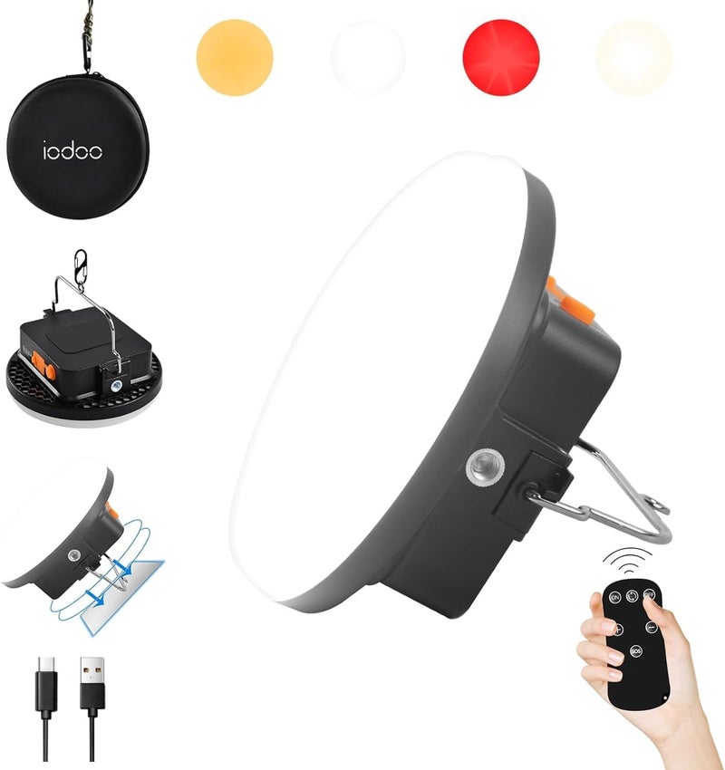 iodoo 10000mAh 30W Rechargeable Camping Light with Remote 3000LM 2700/4000/6500K/RED LED Camping Lantern Portable IP45 Waterproof Tent Lights Power Failur for Parents Christmas Gift - Image 1